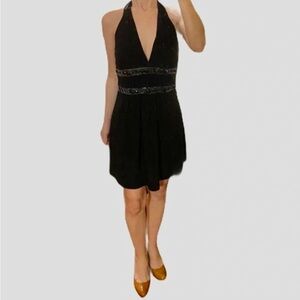 Entry‎ Sexy black beaded plunging neckline dress​